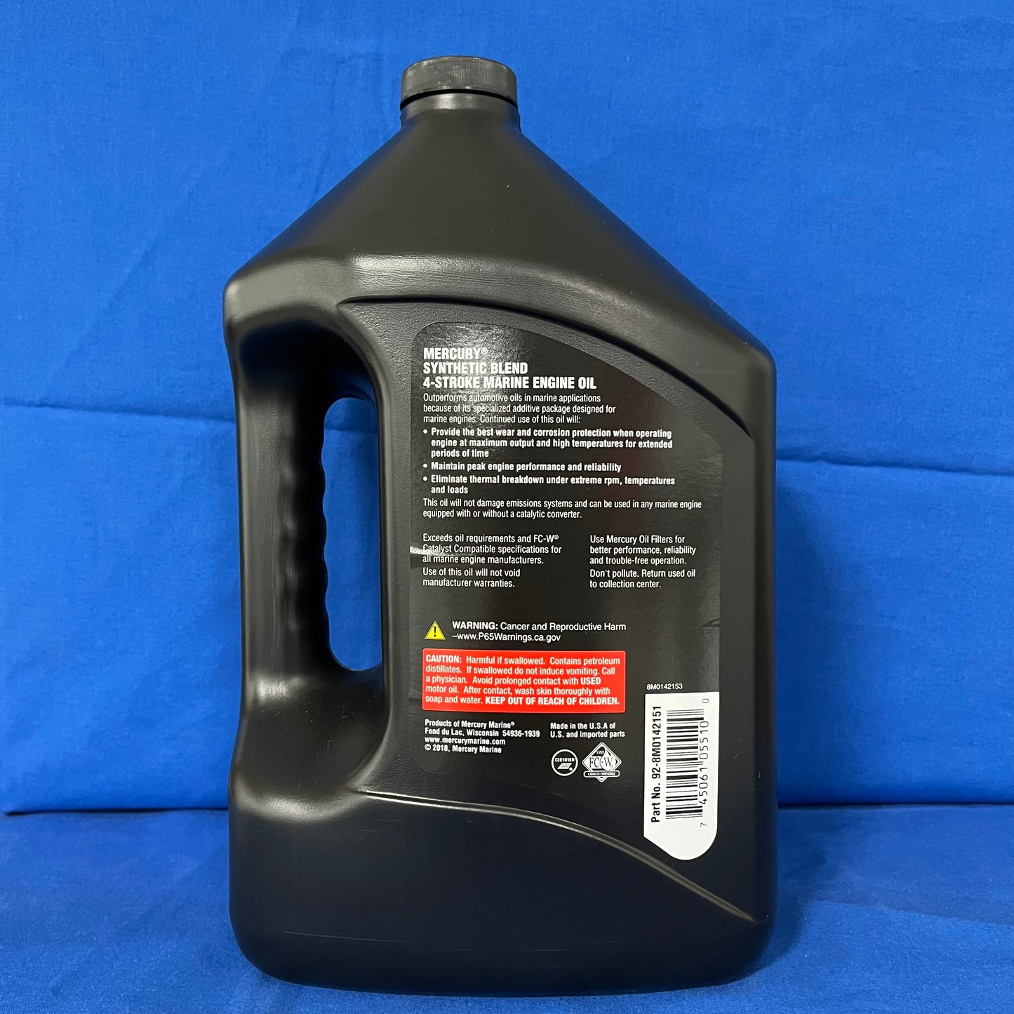 Mercury 8M0142151 – 10W‑30 Synthetic Blend 4‑Stroke Marine Engine Oil, 1 Gallon