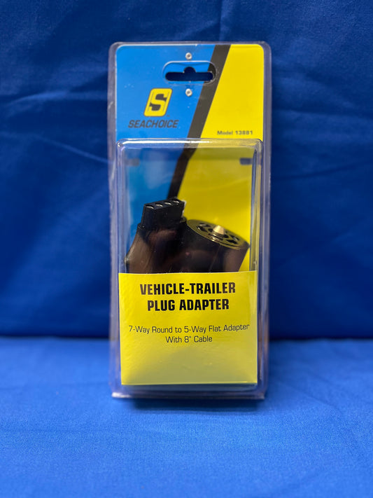 Vehicle- Trailer Plug Adapter 7 -Way Round to 5-Way Flat Adapter With 8" Cable