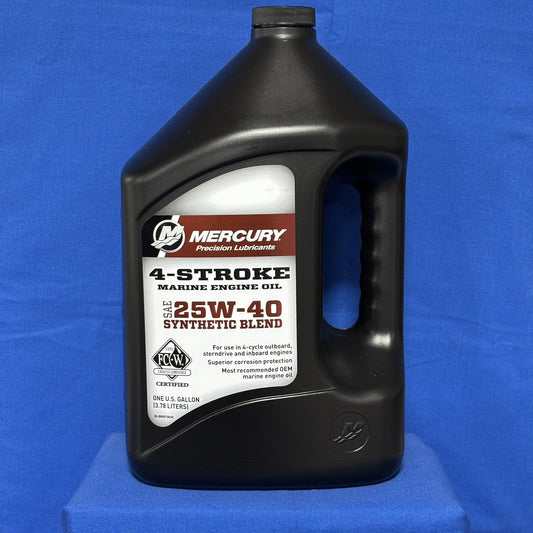 Mercury 8M0078630 – 25W‑40 Synthetic Blend 4‑Stroke Marine Engine Oil, 1 Gallon